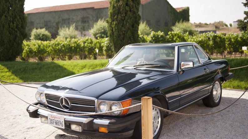The exclusive 256 HP Mercedes convertible which Jean Leon acquired in 1972 and used to drive around Beverly Hill