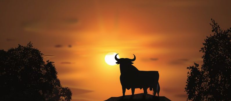 Osborne. An 18th century Englishman and a 20th century bull.