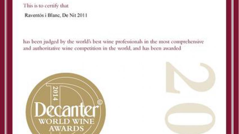 Raventós i Blanc, medalla de Oro en Decater World Wine Awards 2014