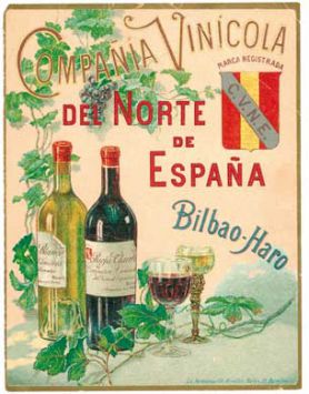 Cartel anunciando los vinos de CVNE de 1902