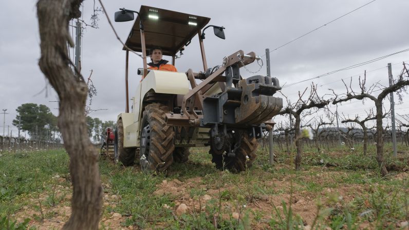 Familia Torres ensaya un tractor eléctrico pionero en Europa para el viñedo  